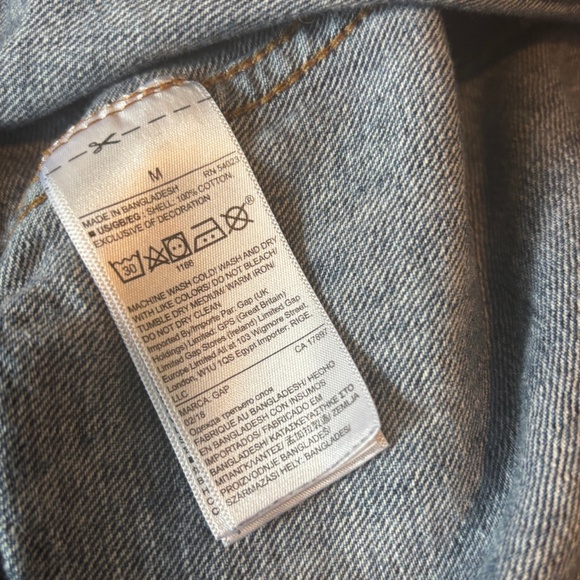 GAP Denim Trucker Jacket Logo Patch Oversized Streetwear Medium - Picture 4 of 5
